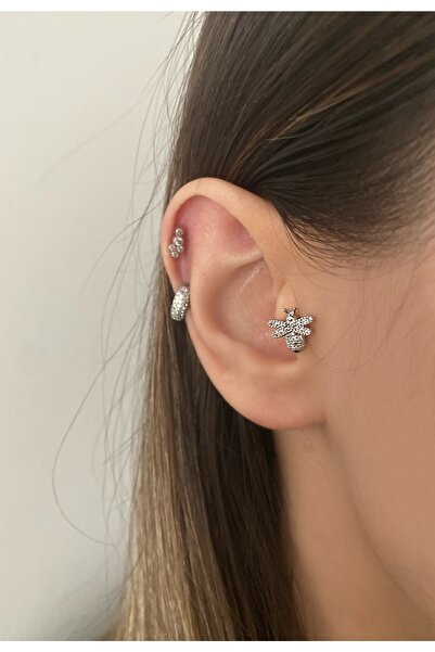 Okkostore Kadın Silver Rengi Arı Tragus Kıkırdak Piercing