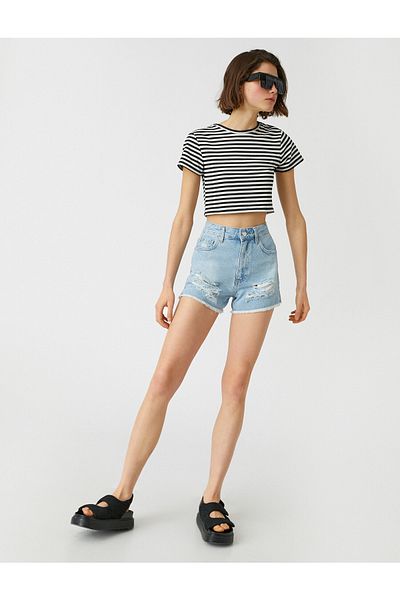 Koton High Waist Denim Shorts