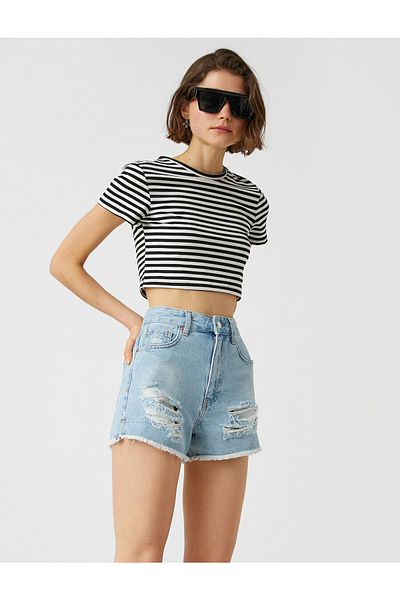 Koton High Waist Denim Shorts