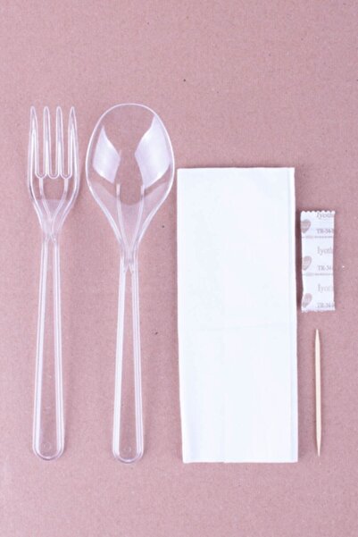 megaw Lüx Plastik (çatal, Kaşık,kürdan,peçete Tuz )ikram Seti 5 'li 500 Adet