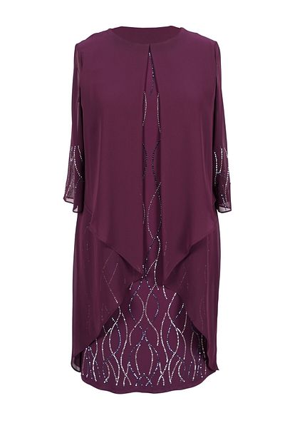 SpringStore فستان سهرة من الشيفون باللون الأرجواني مقاس كبير