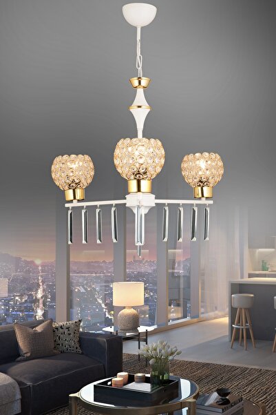 Genel Markalar Mevlana 3'lü Beyaz Optigon Kafa Lüks Yukarı Bakan Kristal Taşl...