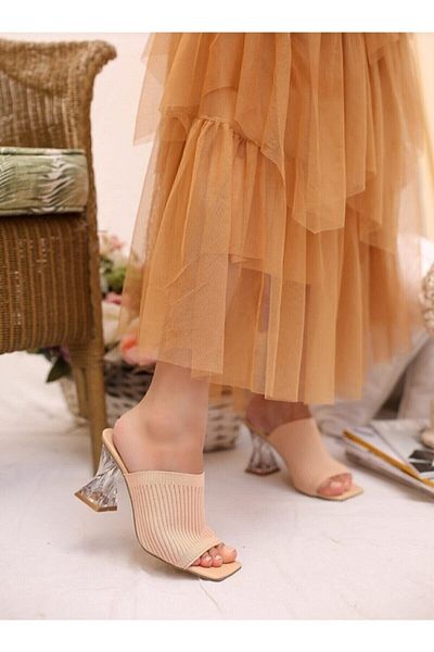 İmerShoes Γυναικείες Ριγέ Πλεκτές Παντόφλες 7 cm