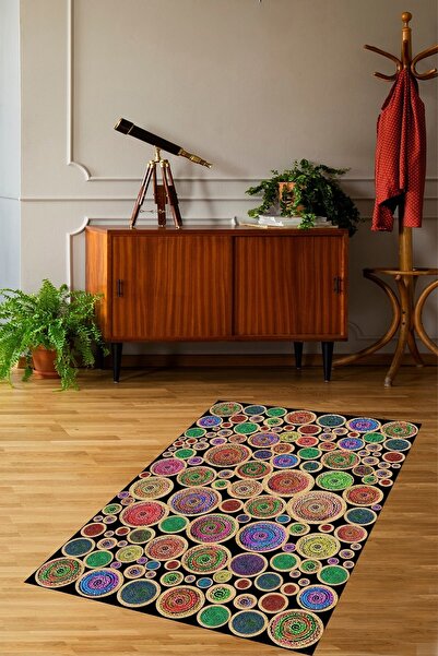 on the clouds Jüt Hasır Kilim Görünümlü Dijital Baskılı Kaymaz Taban Yıkanabi...