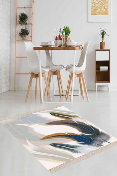 on the clouds Kuş Tüyü Desenli Renk Geçişli Dijital Baskı Yıkanabilir Modern ...