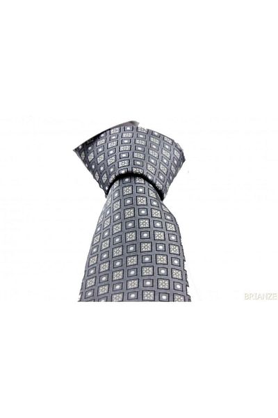 Brianze Gray Flower Pattern Handkerchief Tie