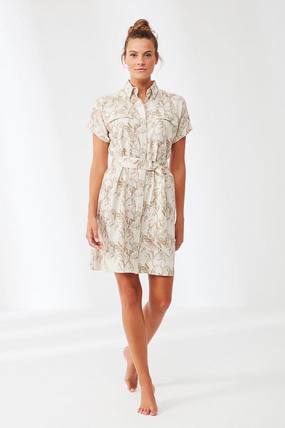 Penyemood Μίντι φόρεμα με χτενισμένο βαμβακερό Mood Belted 9228 - Ecru