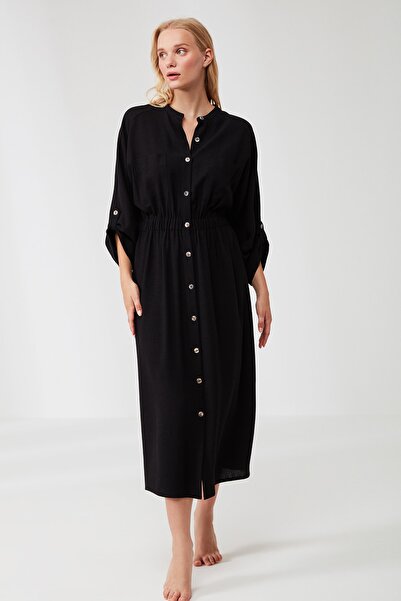 Penyemood Combed Cotton Mood Comfort Feel Linen Dress 9210 - Black