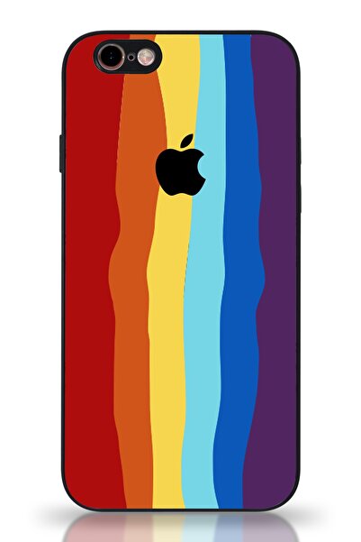 KILIFMANİA Iphone 6s Plus Uyumlu Kamera Korumalı Cam Kapak - Siyah Gökkuşağı ...