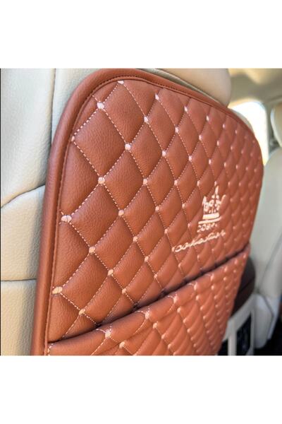 gönen deri Car Seat Back Organizer / Protector + 5 Years Warranty - Brown Quilted