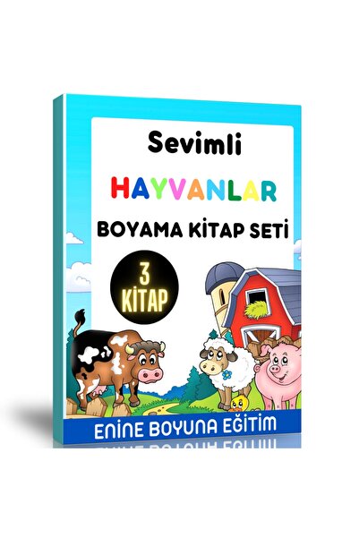 Enine Boyuna Eğitim Cute Animals Coloring Book Set (3 Books)