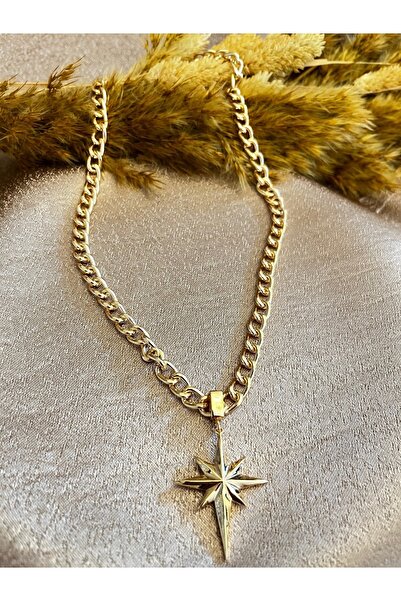 Markiz Takı قلادة ذهبية بنمط نجمة - خيار تمديد بطول 45 سم و5 سم