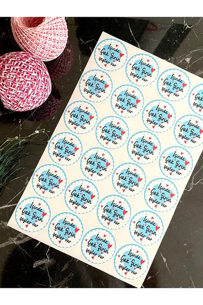 Hayal.kirtasiyesi Sticker "Things Are Very Cute Inside" Blue Design 5 Cm 24 Pieces