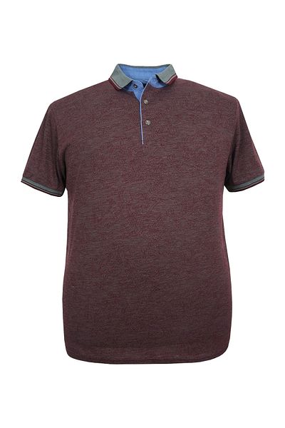rugatchi Ανδρικό μπλουζάκι μεγάλου μεγέθους Jacquard Single Jersey Polo Neck