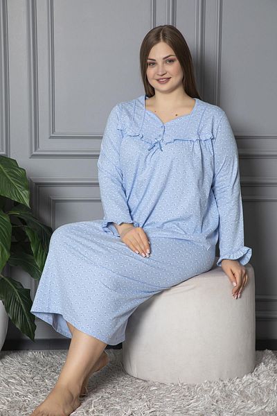 SEBOTEKS Cămașă de noapte pentru mamă, 100% bumbac, sezonieră, cu mânecă lungă, din bumbac pieptănat, mărime mare 180
