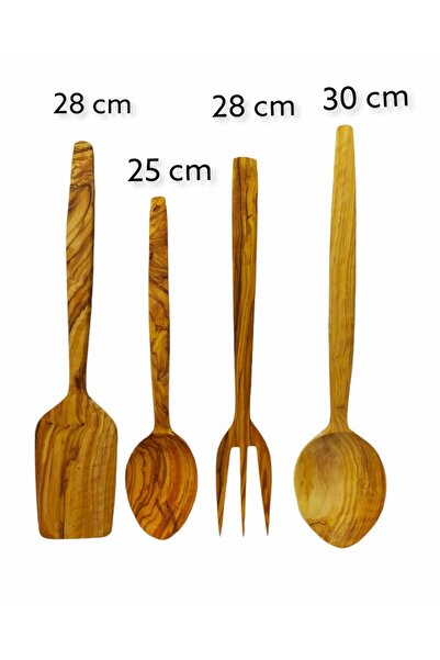 değerli hobi طقم ملاعق زيتوني مصنوع يدوياً، ملعقة خشبية، ملعقة، شوكة، طقم مطب...