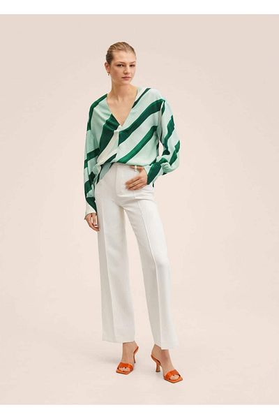 MANGO Woman Wide Cut Patterned Blouse