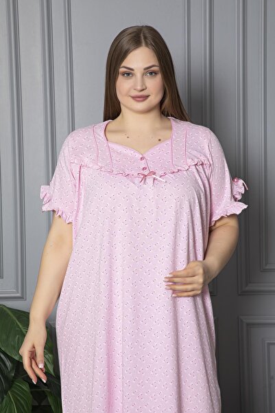 SEBOTEKS 100% Cotton Combed Cotton Short Sleeve Plus Size Mother's Nightgown 136