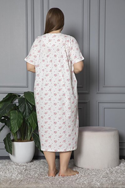 SEBOTEKS 100% Cotton Combed Cotton Short Sleeve Plus Size Mother's Nightgown 584