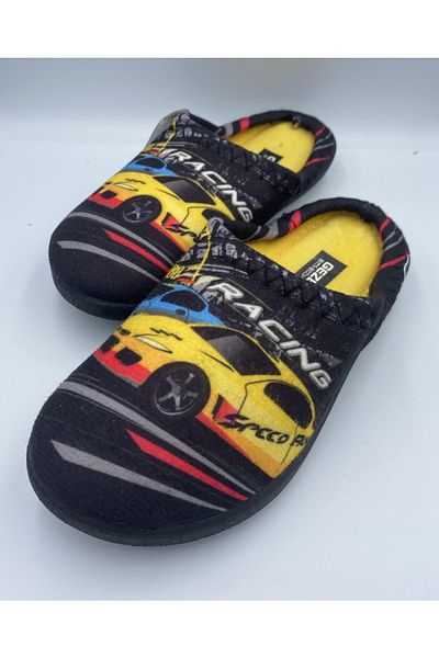 GEZER Boy's Black Car Design Winter House Slippers 12803.00