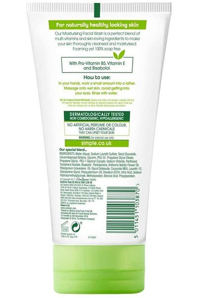 Simple 150 ml Moisturizing Facial Cleansing Gel - 1 Pack