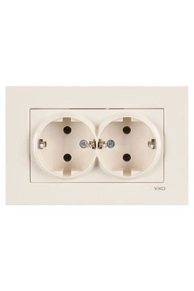 VİKO Karre Cream Double Grounded Socket 90967256 Frame Included