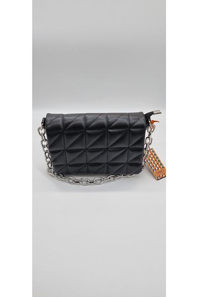 DSN Black Zare Stitched Chain and Shoulder Strap Hand and Shoulder Bag
