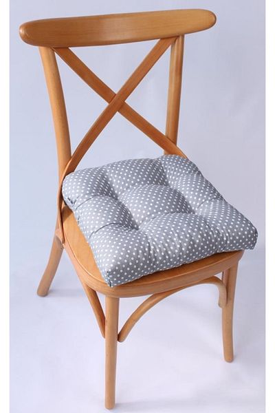 ALTINPAMUK Lina Polka Dot Gray Fluffy Chair Cushion 40X40