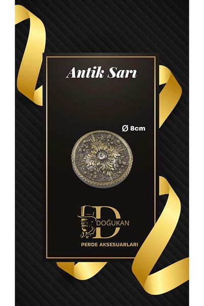 Doğukan perde aksesuarları Pr-09 Renso Antique Yellow Special Design Polyester (1 PC)