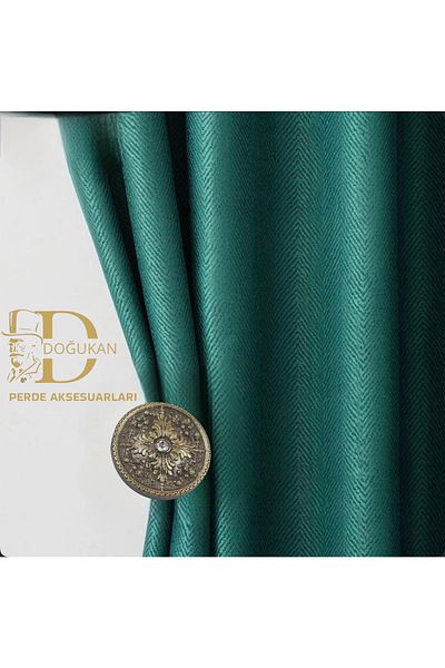 Doğukan perde aksesuarları Pr-09 Renso Antique Yellow Special Design Polyester (1 PC)