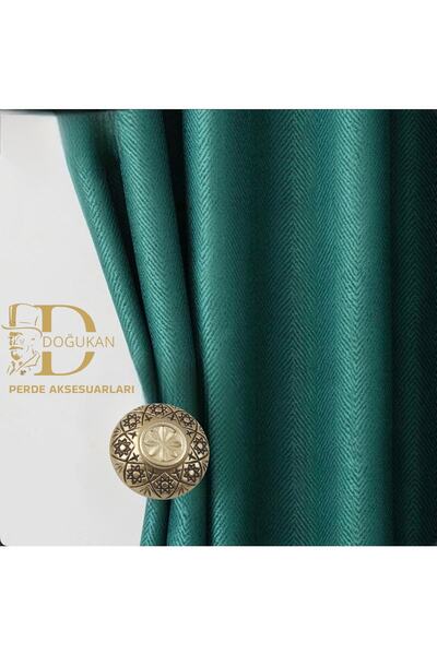 Doğukan perde aksesuarları Pr-20 Renso Altın Varak Özel Tasarım Polyester (1 ...
