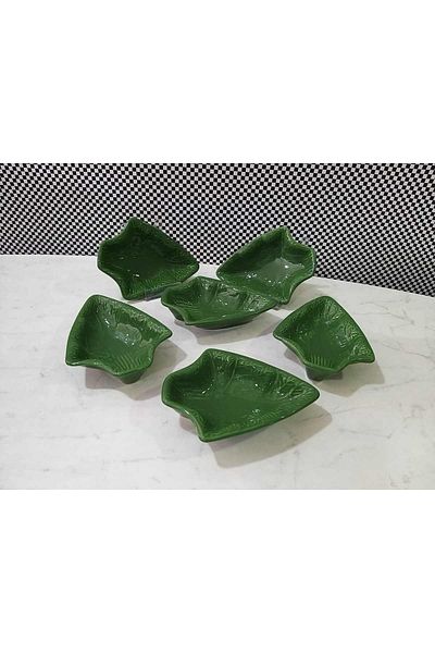 Keramika Green Pine Boat Plate 17 Cm 6 Pieces