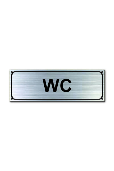 Wc Toilet Door Warning - Directional Sign Silver 15 Cm X 5 Cm Cm Rezopal Sign