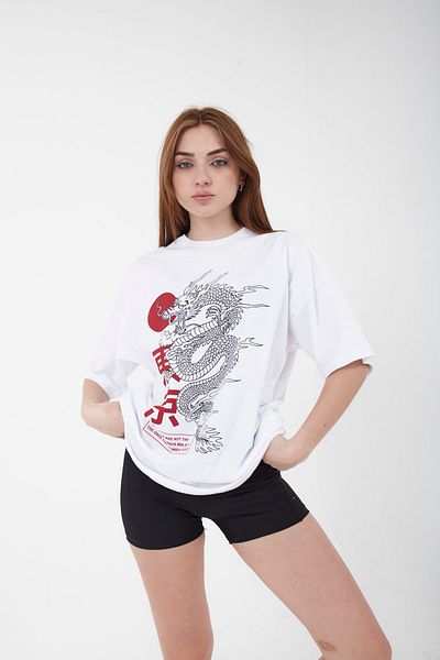Mad&Calf Λευκό μπλουζάκι Unisex Oversize Warriors με στάμπα