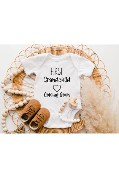Baby&Baby First Grandchild Coming Soon Organic Printed Unisex Baby Body with ...