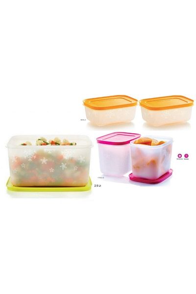 Tupperware Alaska Set Freezer Storage Container 2.5 Lt-1.1 Lt-450 Ml Hsgl
