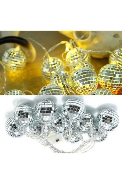 Genel Markalar Mini Disco Topu Şeklinde Dekoratif Pilli Led Gece Lambası 10 Lu