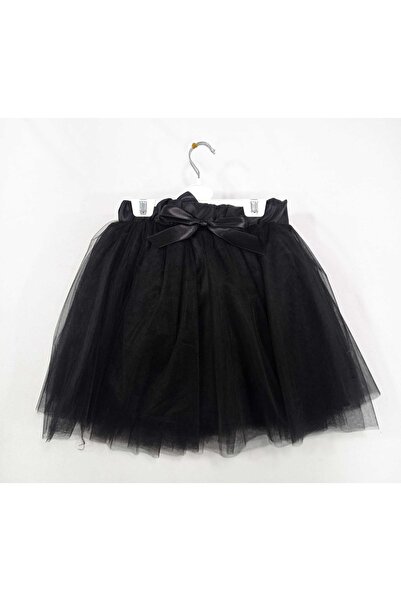 MİNİŞ BEBE ŞAKRAN Μαύρη φούστα τούτου με φόδρα και λεπτομέρεια κορδέλας