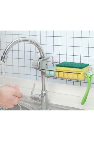 Özasya AVM Çok Amaçlı Mutfak Banyo Duş Musluk Üstü Rafı Sabun Sünger Askısı R...