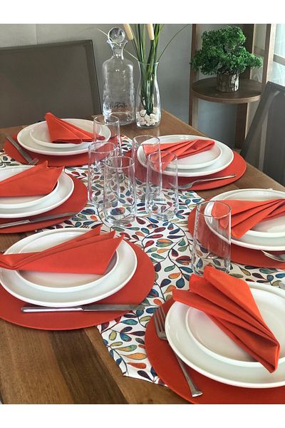 desen izmir American Serve, 6 Plates, 6 Napkins and Runner Vintage