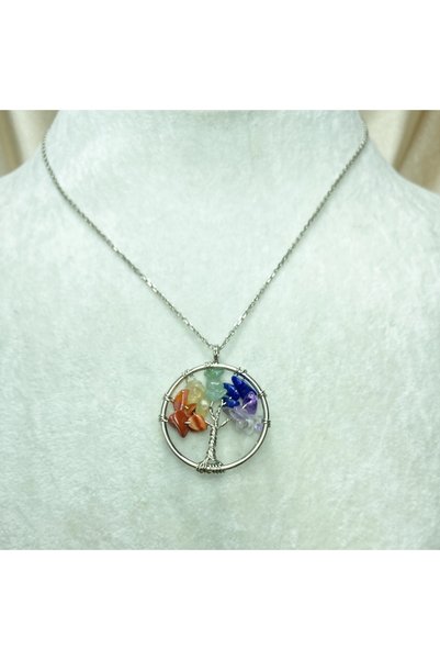 Generic Brand Chakra Stones Natural Stone Pendant | Tree of Life Pendant | Handmade