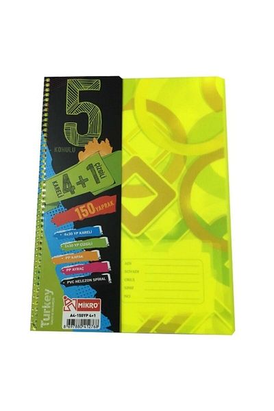Mikro A4-150 Leaf 4+1 Bookmark Themed Notebook Spiral Spiral