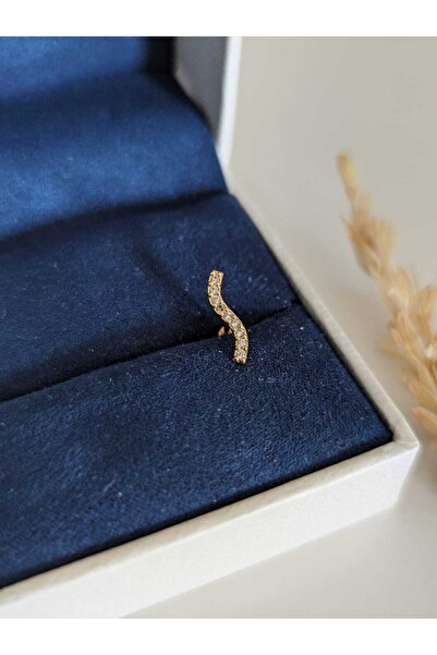 SU PERİSİ TAKI BİJUTERİ Cerrahi Çelik Gold Zirkon Taşlı S Piercing , Tragus