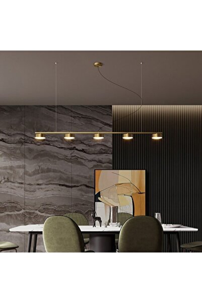 Genel Markalar Modern Led 5li Dekoratif Sarkıt Avize Bronz 3000k 120cm Tmyl69