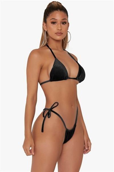Secret Passion Lingerie New Season Lycra Velvet Fabric Fancy Suit Fabric Μαύρο βελούδινο σετ εσωρούχων