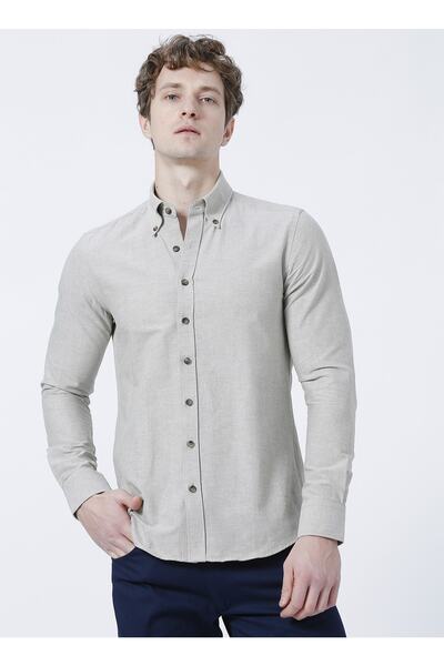ALTINYILDIZ CLASSICS Düğmeli Slim Fit Oxford Haki Erkek Gömlek - 4a2000000050