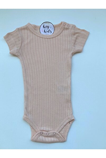 KEY KIDS مسحوق الجسم من قماش الجاكار المشروط بأكمام قصيرة