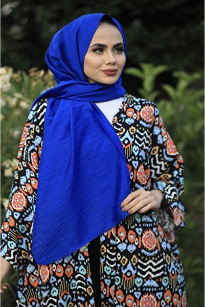 İPEKSCARF Siyane Saks Mavisi Ipeksi Vual Caz Şal