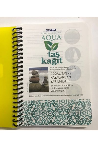 Gıpta Aqua Neon Waterproof Stone Paper A6 80 Sheets Checkered Lemon Yellow Cover