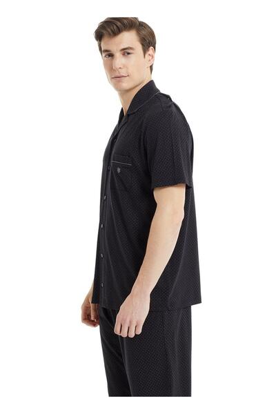 Blackspade 30813 Black Modal Front Button Short Sleeve Men's Pajama Set